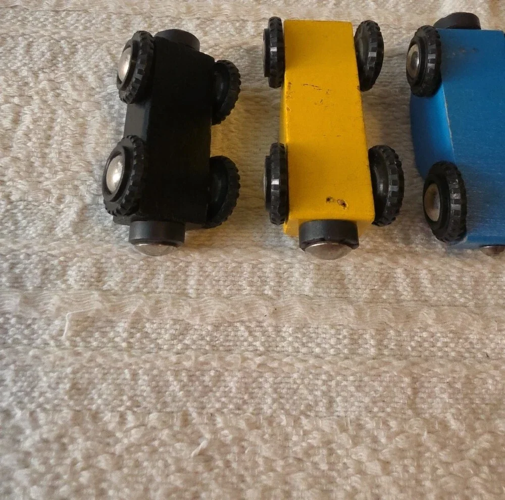 Vintage 4 Pc Of Classic BRIO magnetic Wooden Vehicles From The 1980s
